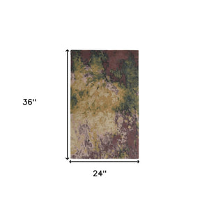 HomeRoots 4' Hand-Tufted Wool Shag Area Rug in Green and Black - Modern Abstract Design for Cozy Spaces 2' X 3' 512741