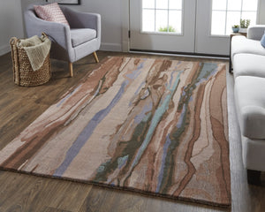 HomeRoots 5' Bold Abstract Hand-Tufted Wool Area Rug in Red, Pink & Blue for Cozy Contemporary Spaces 5' X 8' 512743