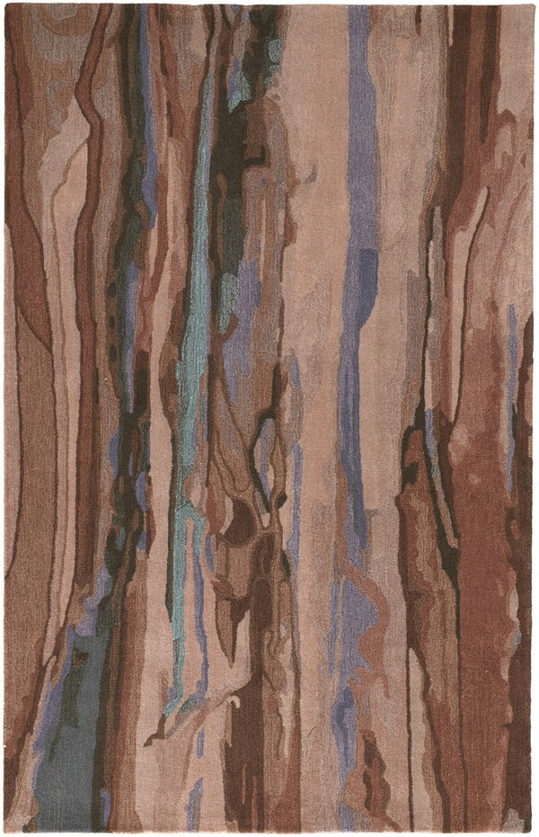 HomeRoots 5' Bold Abstract Hand-Tufted Wool Area Rug in Red, Pink & Blue for Cozy Contemporary Spaces 9' X 12' 512745
