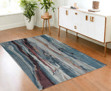 Homeroots 4' X 6' Blue And Orange Wool Abstract Hand Tufted Area Rug Blue,Red,Ivory Wool 512748