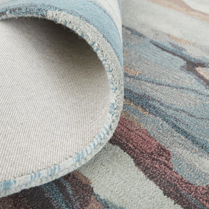 HomeRoots 5' Bold Abstract Hand-Tufted Wool Area Rug in Red, Pink & Blue for Cozy Contemporary Spaces 4' X 6' 512748
