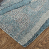 Homeroots 5' X 8' Blue And Orange Wool Abstract Hand Tufted Area Rug Blue,Red,Ivory Wool 512749