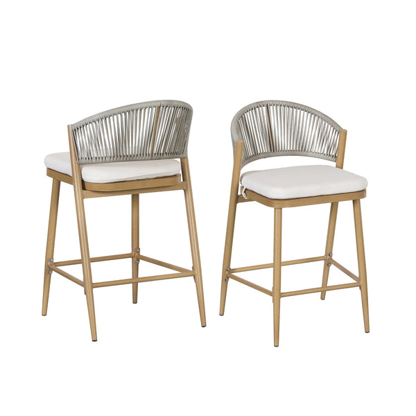 English Elm Christopher Knight Home® - Outdoor 26" Aluminum Frame Counter Stools Set Of 2 With Scallop Backrest & Cushions For Patios N772P245123W