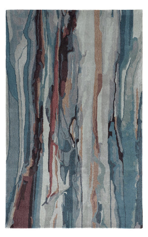 Homeroots 9' X 12' Blue And Orange Wool Abstract Hand Tufted Area Rug Blue,Red,Ivory Wool 512751