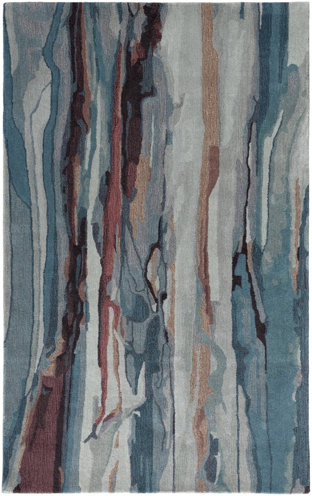 HomeRoots 5' Bold Abstract Hand-Tufted Wool Area Rug in Red, Pink & Blue for Cozy Contemporary Spaces 2' X 3' 512753