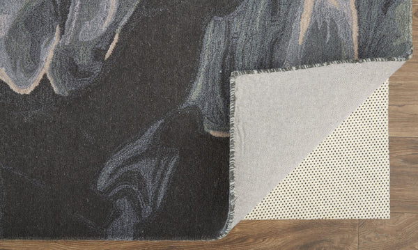 HomeRoots 4' Bold Blue and Black Abstract Hand-Tufted Wool Area Rug for Cozy, Modern Living Spaces 4' X 6' 512754