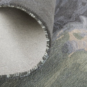 HomeRoots 4' Bold Blue and Black Abstract Hand-Tufted Wool Area Rug for Cozy, Modern Living Spaces 4' X 6' 512754