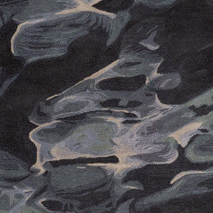 HomeRoots 4' Bold Blue and Black Abstract Hand-Tufted Wool Area Rug for Cozy, Modern Living Spaces 9' X 12' 512757