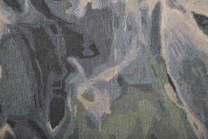 HomeRoots 4' Bold Blue and Black Abstract Hand-Tufted Wool Area Rug for Cozy, Modern Living Spaces 9' X 12' 512757