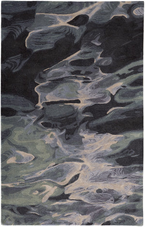 HomeRoots 4' Bold Blue and Black Abstract Hand-Tufted Wool Area Rug for Cozy, Modern Living Spaces 2' X 3' 512759