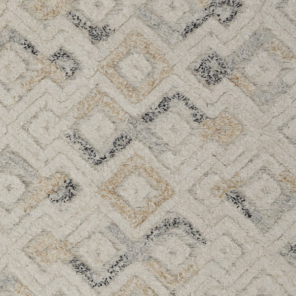 HomeRoots 4' Hand-Tufted Wool Area Rug with Modern Geometric Design in Ivory, Gray, and Black for Any Space 5' x 8' 512761