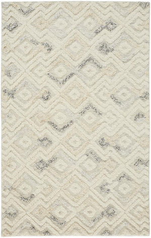 HomeRoots 4' Hand-Tufted Wool Area Rug with Modern Geometric Design in Ivory, Gray, and Black for Any Space 9' X 12' 512763