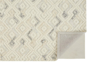 HomeRoots 4' Hand-Tufted Wool Area Rug with Modern Geometric Design in Ivory, Gray, and Black for Any Space 9' X 12' 512763