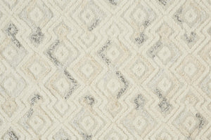 HomeRoots 4' Hand-Tufted Wool Area Rug with Modern Geometric Design in Ivory, Gray, and Black for Any Space 9' X 12' 512763
