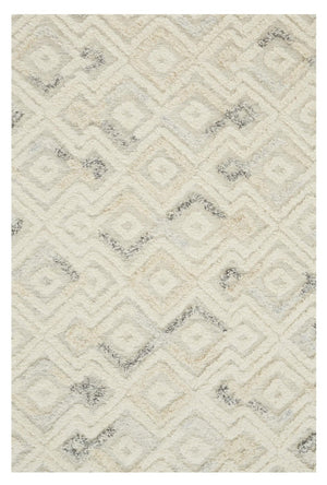 HomeRoots 4' Hand-Tufted Wool Area Rug with Modern Geometric Design in Ivory, Gray, and Black for Any Space 10' X 14' 512764