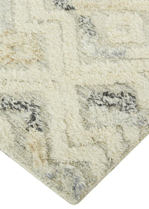 HomeRoots 4' Hand-Tufted Wool Area Rug with Modern Geometric Design in Ivory, Gray, and Black for Any Space 10' X 14' 512764