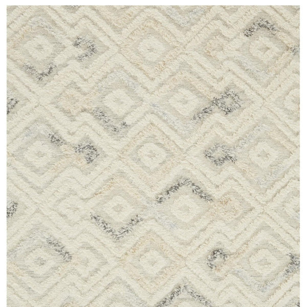 HomeRoots 4' Hand-Tufted Wool Area Rug with Modern Geometric Design in Ivory, Gray, and Black for Any Space 10' X 14' 512764