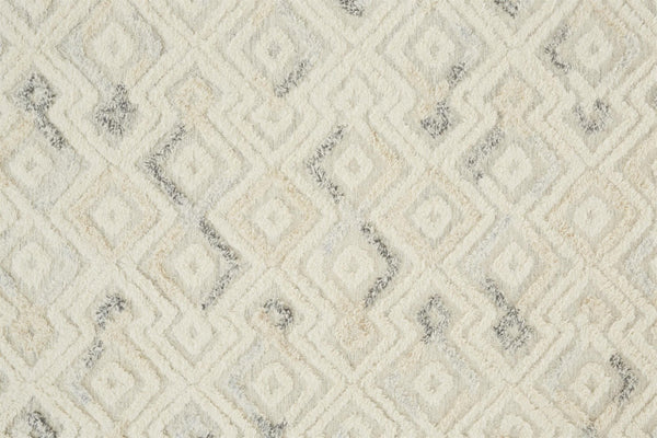 HomeRoots 4' Hand-Tufted Wool Area Rug with Modern Geometric Design in Ivory, Gray, and Black for Any Space 12' X 15' 512765
