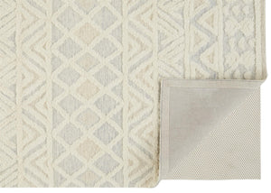 Homeroots 8' X 10' Ivory Blue And Tan Wool Geometric Tufted Handmade Stain Resistant Area Rug  Wool 512769