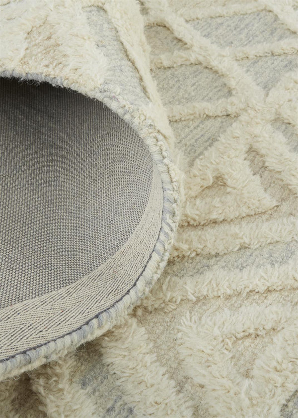 Homeroots 8' X 10' Ivory Blue And Tan Wool Geometric Tufted Handmade Stain Resistant Area Rug  Wool 512769