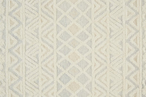 Homeroots 9' X 12' Ivory Blue And Tan Wool Geometric Tufted Handmade Stain Resistant Area Rug  Wool 512770