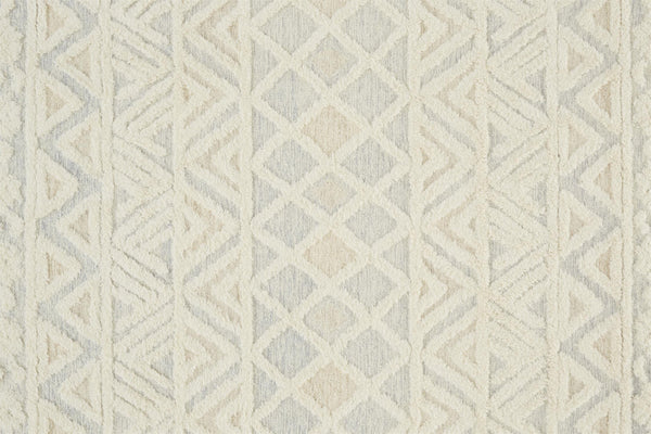 Homeroots 9' X 12' Ivory Blue And Tan Wool Geometric Tufted Handmade Stain Resistant Area Rug  Wool 512770