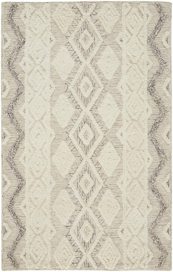 HomeRoots 4' Handmade Wool Area Rug with Geometric Pattern - Stain-Resistant, Durable, Modern Home Decor 4' X 6' 512774