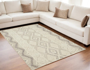 HomeRoots 4' Handmade Wool Area Rug with Geometric Pattern - Stain-Resistant, Durable, Modern Home Decor 5' X 8' 512775