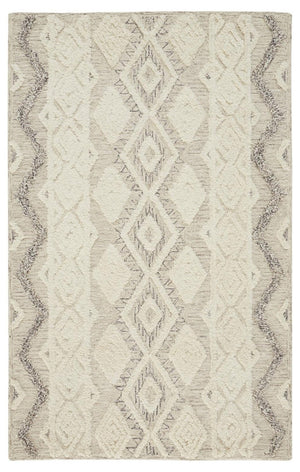 HomeRoots 4' Handmade Wool Area Rug with Geometric Pattern - Stain-Resistant, Durable, Modern Home Decor 5' X 8' 512775