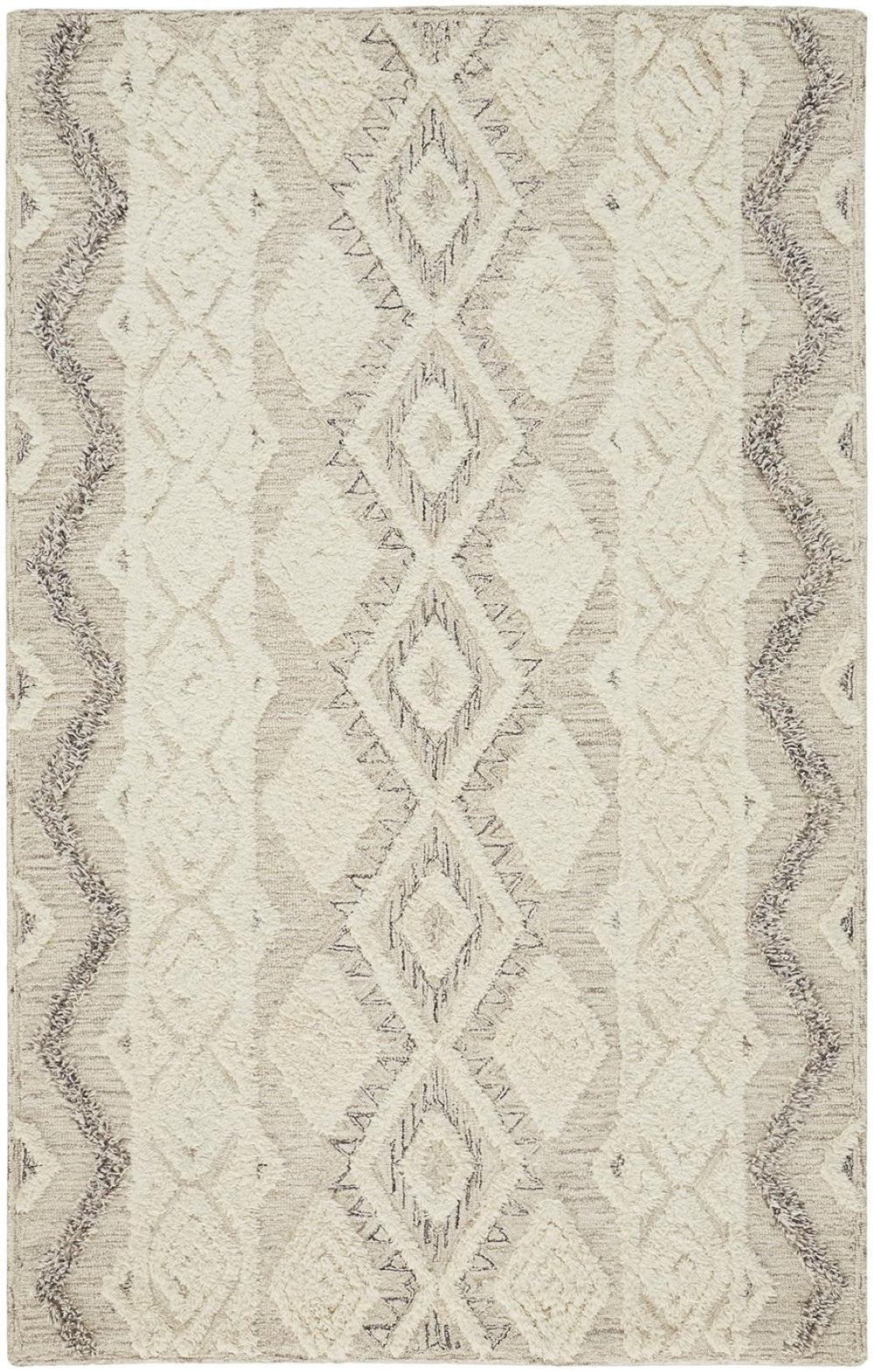 HomeRoots 4' Handmade Wool Area Rug with Geometric Pattern - Stain-Resistant, Durable, Modern Home Decor 8' X 10' 512776