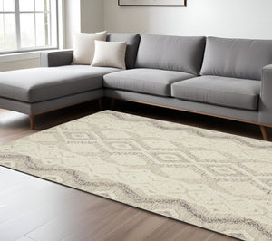 HomeRoots 4' Handmade Wool Area Rug with Geometric Pattern - Stain-Resistant, Durable, Modern Home Decor 8' X 10' 512776