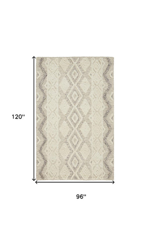 HomeRoots 4' Handmade Wool Area Rug with Geometric Pattern - Stain-Resistant, Durable, Modern Home Decor 8' X 10' 512776