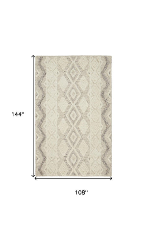 HomeRoots 4' Handmade Wool Area Rug with Geometric Pattern - Stain-Resistant, Durable, Modern Home Decor 9' X 12' 512777