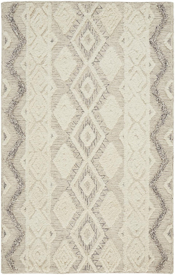 HomeRoots 4' Handmade Wool Area Rug with Geometric Pattern - Stain-Resistant, Durable, Modern Home Decor 9' X 12' 512777