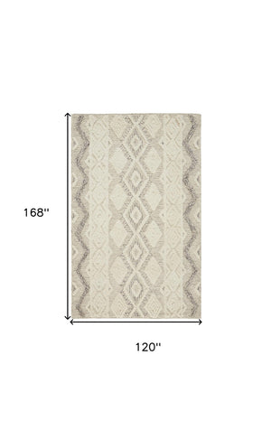 HomeRoots 4' Handmade Wool Area Rug with Geometric Pattern - Stain-Resistant, Durable, Modern Home Decor 10' X 14' 512778