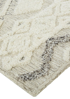HomeRoots 4' Handmade Wool Area Rug with Geometric Pattern - Stain-Resistant, Durable, Modern Home Decor 10' X 14' 512778