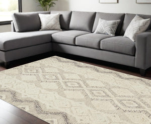 HomeRoots 4' Handmade Wool Area Rug with Geometric Pattern - Stain-Resistant, Durable, Modern Home Decor 10' X 14' 512778