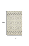 Homeroots 8' X 10' Ivory And Black Wool Geometric Tufted Handmade Stain Resistant Area Rug  Wool 512783