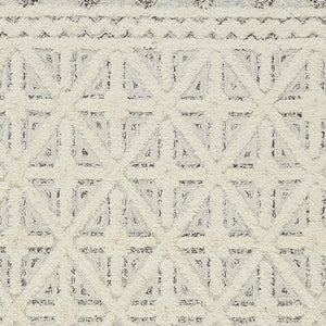 HomeRoots 5' Wool Geometric Tufted Area Rug – Handcrafted Ivory and Black Design, Stain Resistant Texture 8' X 10' 512783