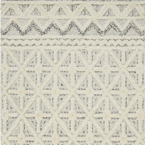 HomeRoots 5' Wool Geometric Tufted Area Rug – Handcrafted Ivory and Black Design, Stain Resistant Texture 8' X 10' 512783