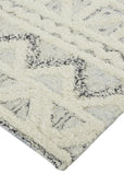 Homeroots 9' X 12' Ivory And Black Wool Geometric Tufted Handmade Stain Resistant Area Rug  Wool 512784