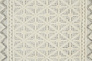 HomeRoots 5' Wool Geometric Tufted Area Rug – Handcrafted Ivory and Black Design, Stain Resistant Texture 10' X 14' 512785