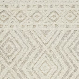 HomeRoots 4' Modern Ivory and Tan Geometric Wool Area Rug - Handmade, Stain-Resistant, Perfect for Family Spaces! 5' X 8' 512796