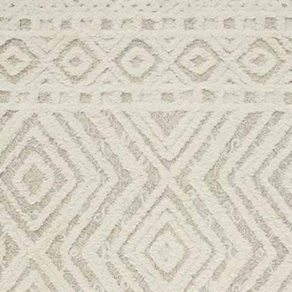 HomeRoots 4' Modern Ivory and Tan Geometric Wool Area Rug - Handmade, Stain-Resistant, Perfect for Family Spaces! 5' X 8' 512796