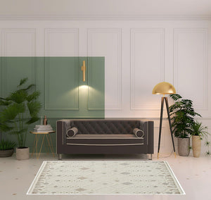 HomeRoots 4' Handmade Wool Tufted Area Rug in Ivory Tan and Silver - Modern Geometric, Stain-Resistant Design 5' X 8' 512803