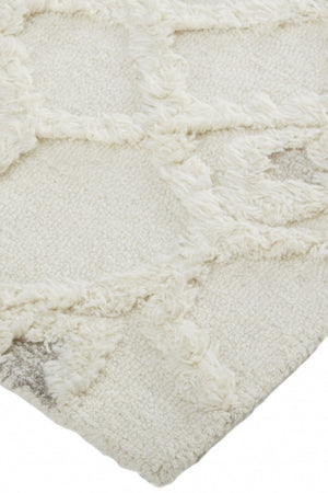 HomeRoots 5' Handmade Wool Geometric Area Rug - Modern Ivory Taupe Tan Design, Stain-Resistant & Durable 5' X 8' 512810