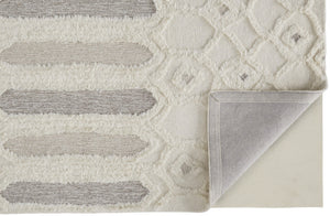 HomeRoots 5' Handmade Wool Geometric Area Rug - Modern Ivory Taupe Tan Design, Stain-Resistant & Durable 5' X 8' 512810