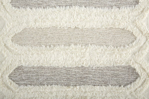 HomeRoots 5' Handmade Wool Geometric Area Rug - Modern Ivory Taupe Tan Design, Stain-Resistant & Durable 5' X 8' 512810