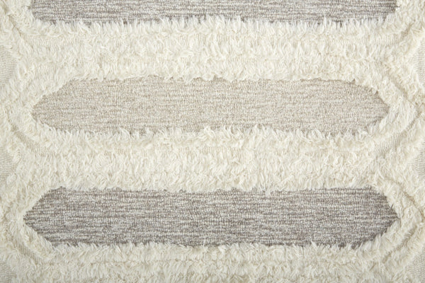 HomeRoots 5' Handmade Wool Geometric Area Rug - Modern Ivory Taupe Tan Design, Stain-Resistant & Durable 9' X 12' 512812