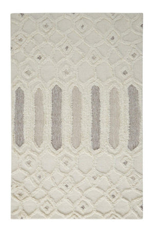 HomeRoots 5' Handmade Wool Geometric Area Rug - Modern Ivory Taupe Tan Design, Stain-Resistant & Durable 10' X 14' 512813